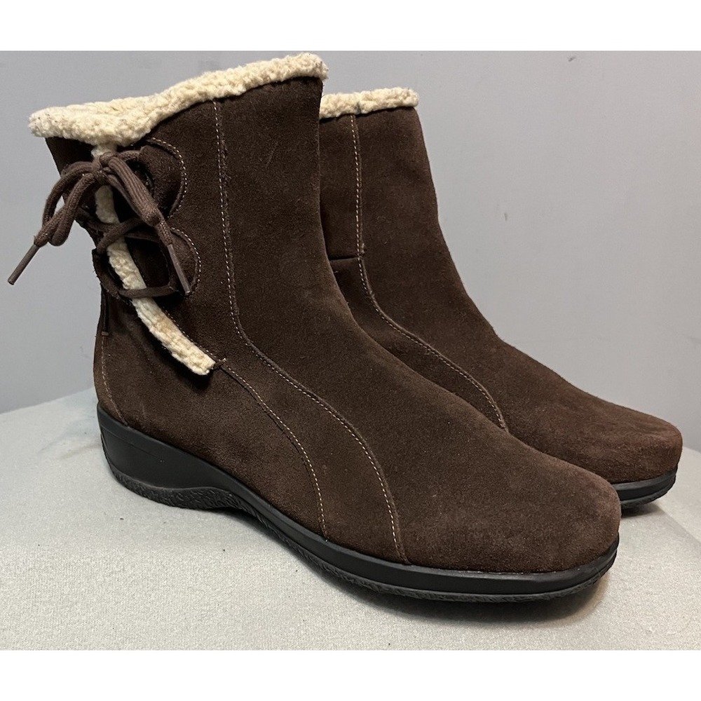 Womens‎ Clarks Bendables Angie Madi Brown winter suede ankle boot sz 8W